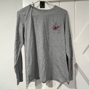 Vineyard Vines Heather Gray long sleeve with football Logo
